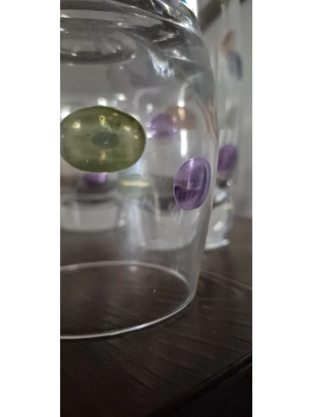 Vintage (4) Block Cabaret Double OLD FASHIONED GLASSES w/Colored Bubbles